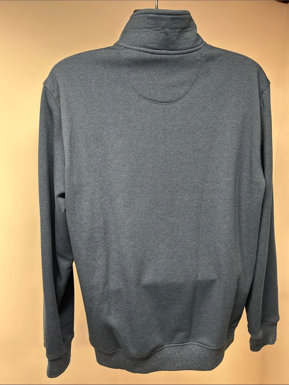 Van Heusen FLEX Quarter Zip Sweater Fleece Pullover Mens Large Blue Heathered